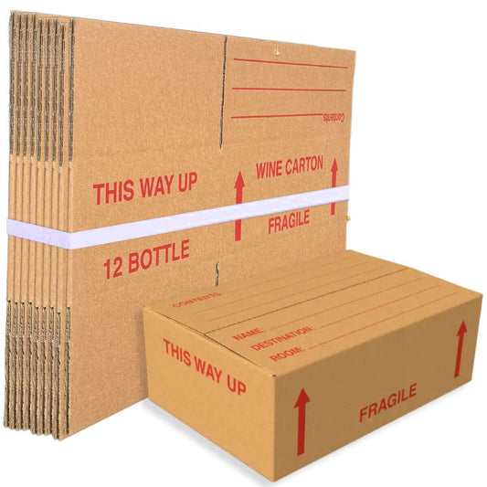 12 Bottle Wine Shipping Box Carton with Inserts (10 Pack)