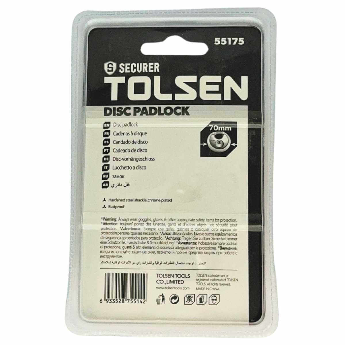 70mm Disc Padlock with Hardened Steel Shackle