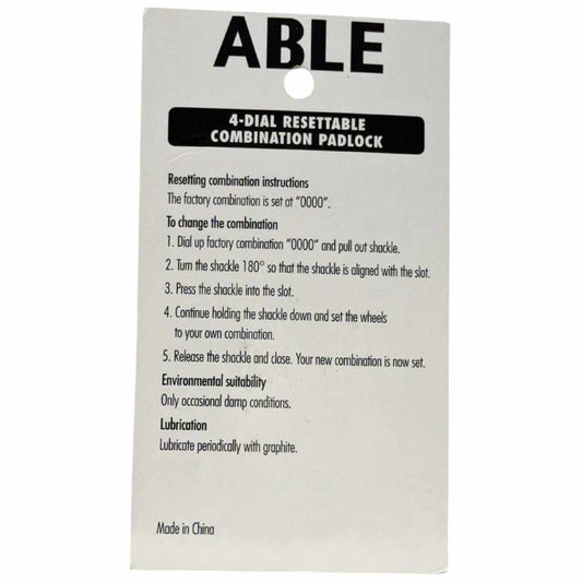 ABLE 40mm Resettable Combination Padlock 4 Digit