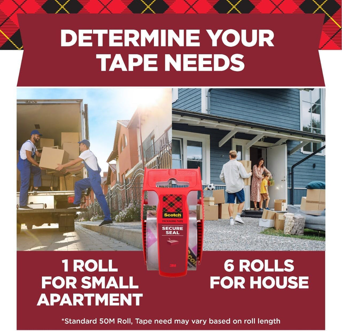 Scotch Secure Seal Packing Tape, Ultra Clear, Reliable and Durable Seal