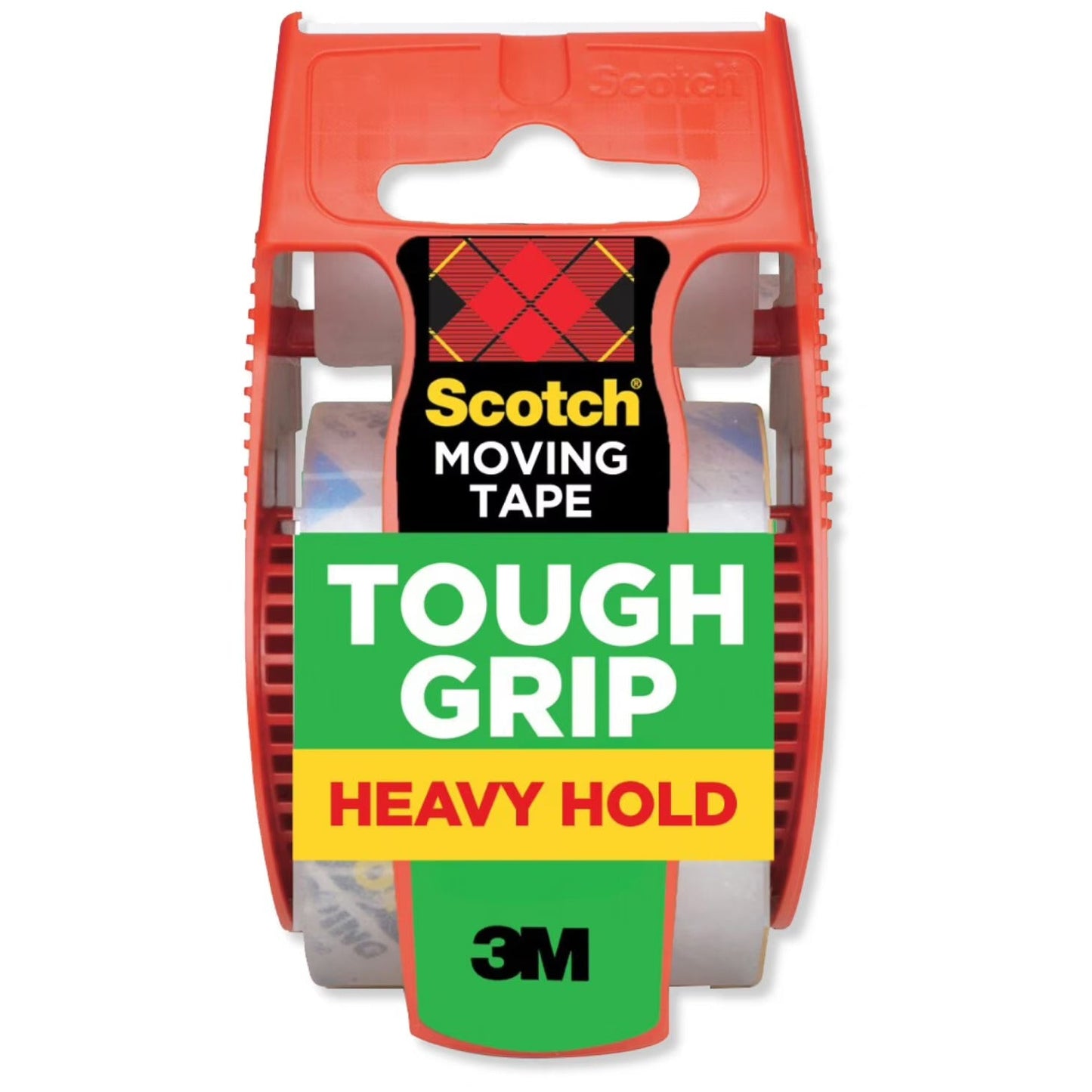 Scotch Moving Tape packaging with 'Tough Grip' and 'Heavy Hold' labels on a white background.